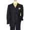 Extrema Navy Blue With Glossy Yellow / Mauve / Black Pinstripes Super 140's Wool Vested Suit HA00146